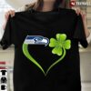 New Official Irish St Patrick Day Shamrock Heart Football Team Seattle Seahawk T Shirt