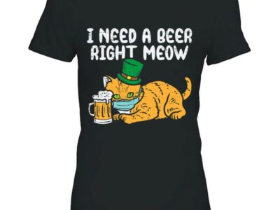 Official Need Beer Right Meow Cat Mask St Patrick Day Quarantine Shirt