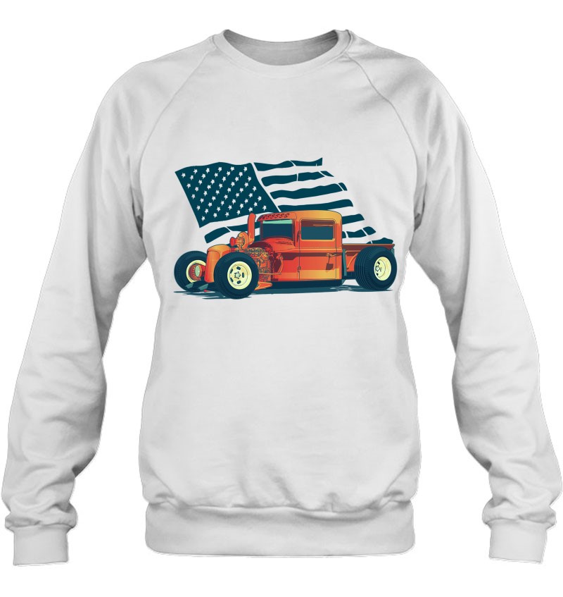 American Flag Hot Rod Truck - Car Gift For Men, Women and Kids