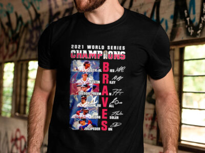 Atlanta Braves Team 2021 World Series Champions Winner Signatures Gifts T-Shirt