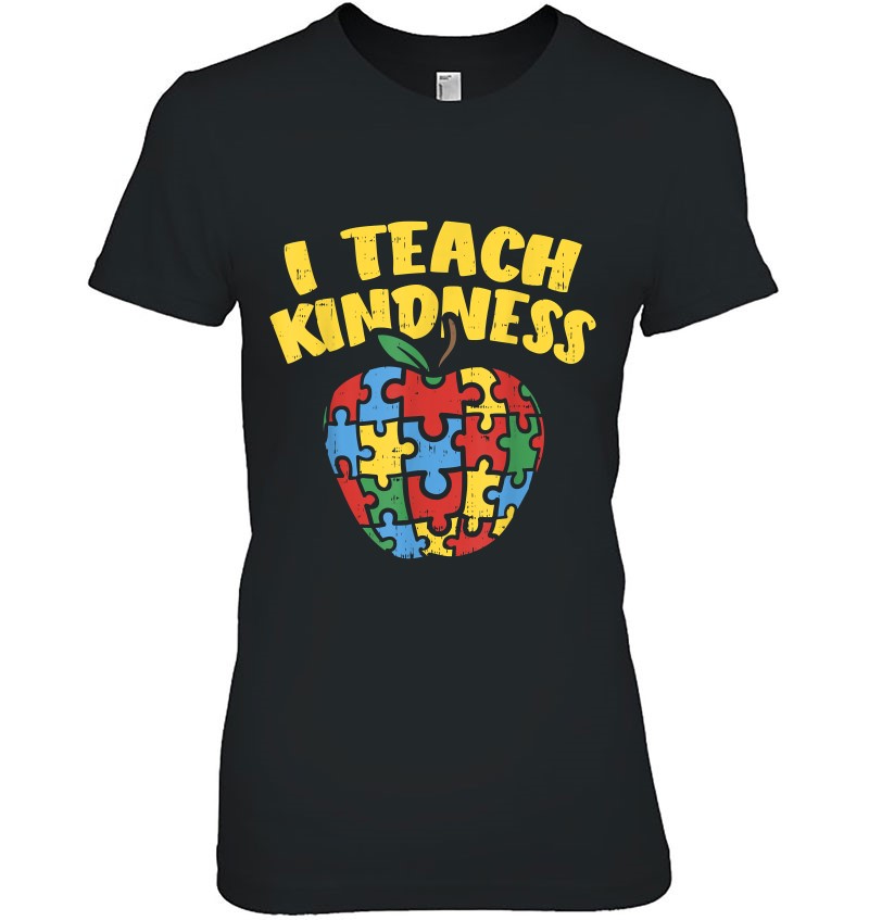 Autism Teacher Shirt I Teach Kindness Apple Puzzle Awareness