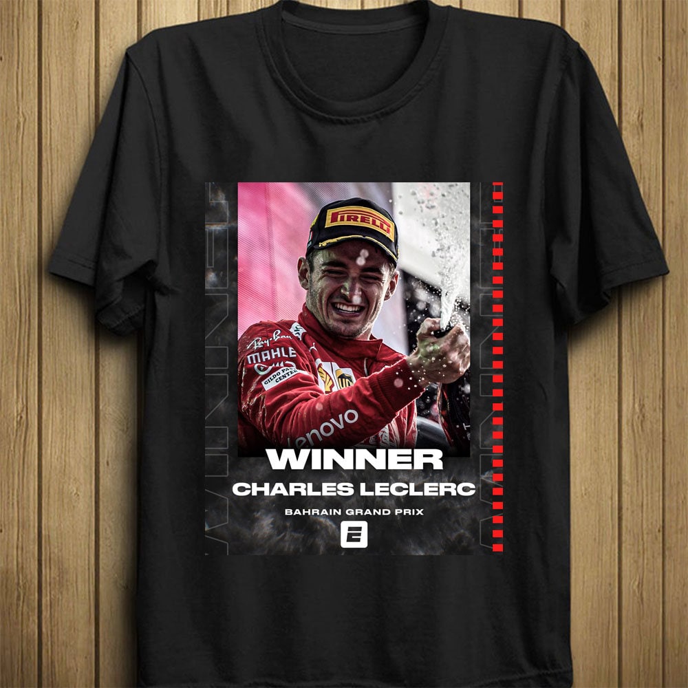 Charles Leclerc Ferrari F1 Wins Bahrain Grand Prix T-Shirt - Hersmiles