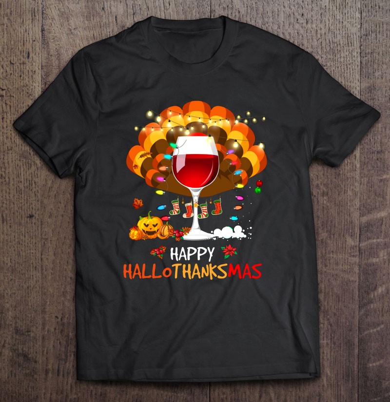 Happy Hallothanksmas Wine Glass Turkey
