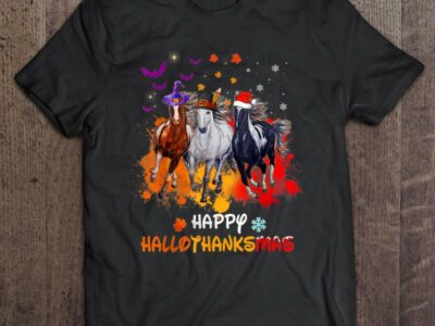 Horse Halloween And Merry Christmas Happy Hallothanksmas
