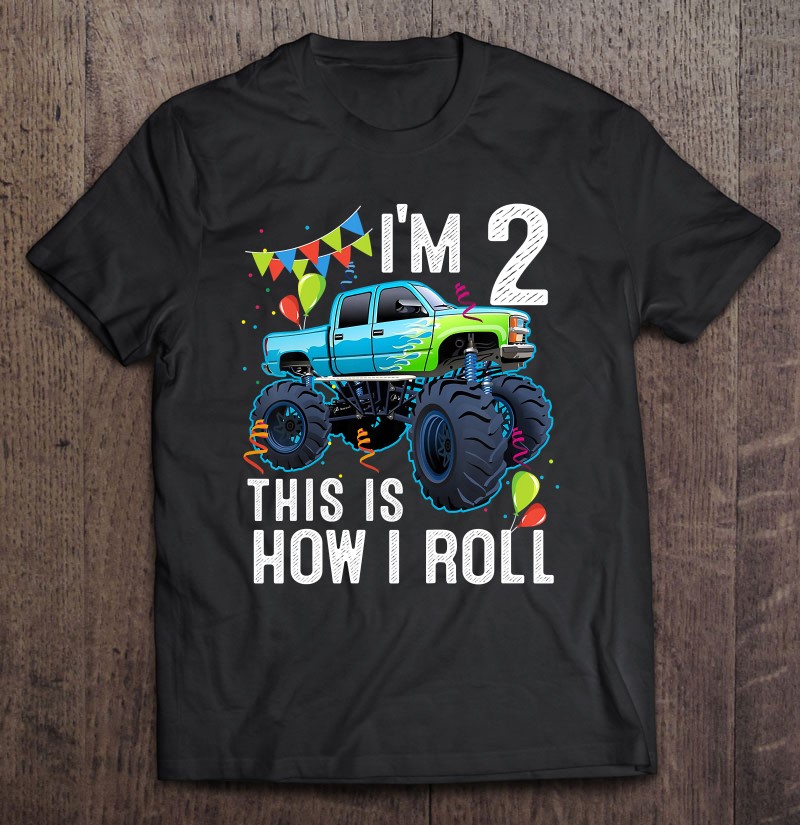 Kids 2 Years Old Shirt 2Nd Birthday Boy Kid Monster Truck Car