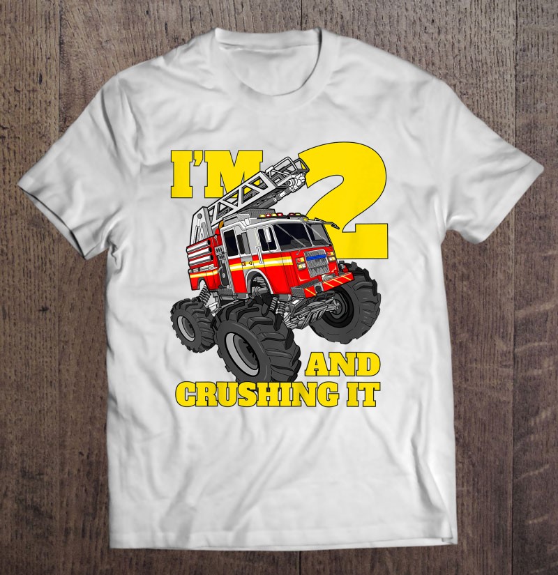 Kids Monster Fire Truck 2Nd Birthday Boy Toddler 2 Firefighter