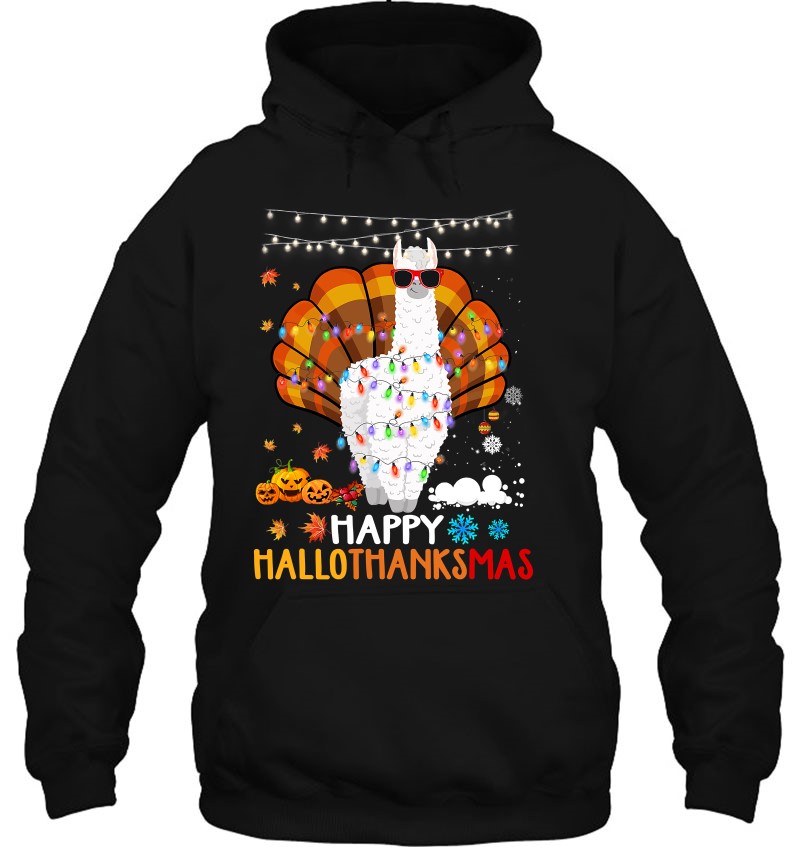 Llama Happy Hallothanksmas Halloween Thanksgiving Xmas Gifts