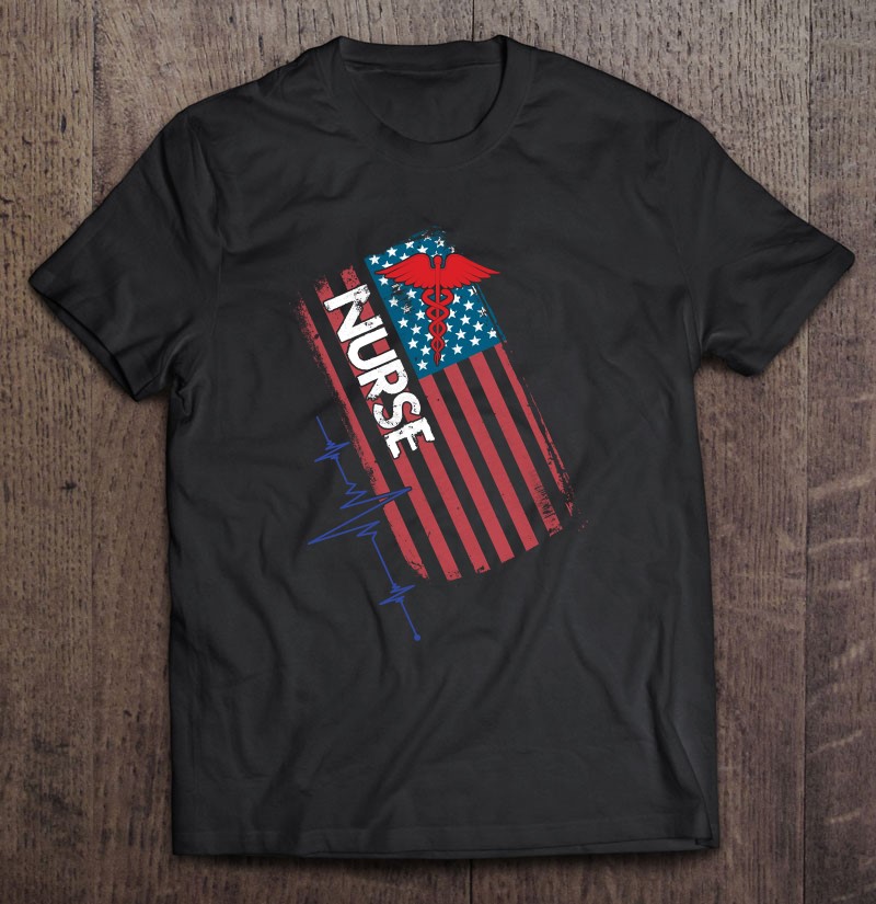 Nurse On Usa Flag Healthcare Worker