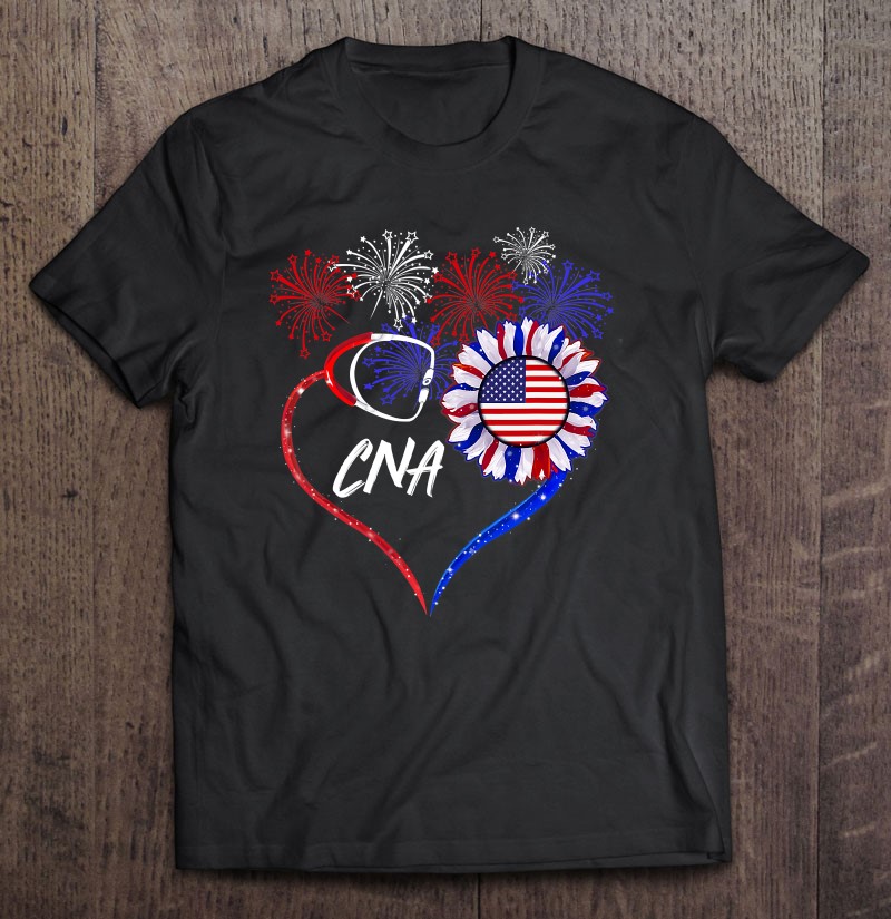 Patriotic Nurse Cna 4Th Of July American Flag Sunflower Love