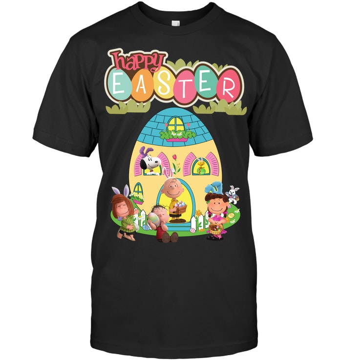 Peanuts Charlie Brown Snoopy and Friends In Easter House T-Shirt
