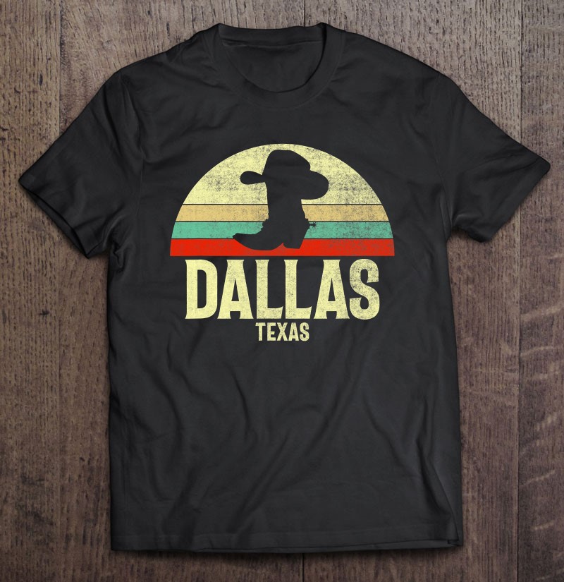 Retro Dallas Texas Cowboy Hat On Cowboy Boot Vintage