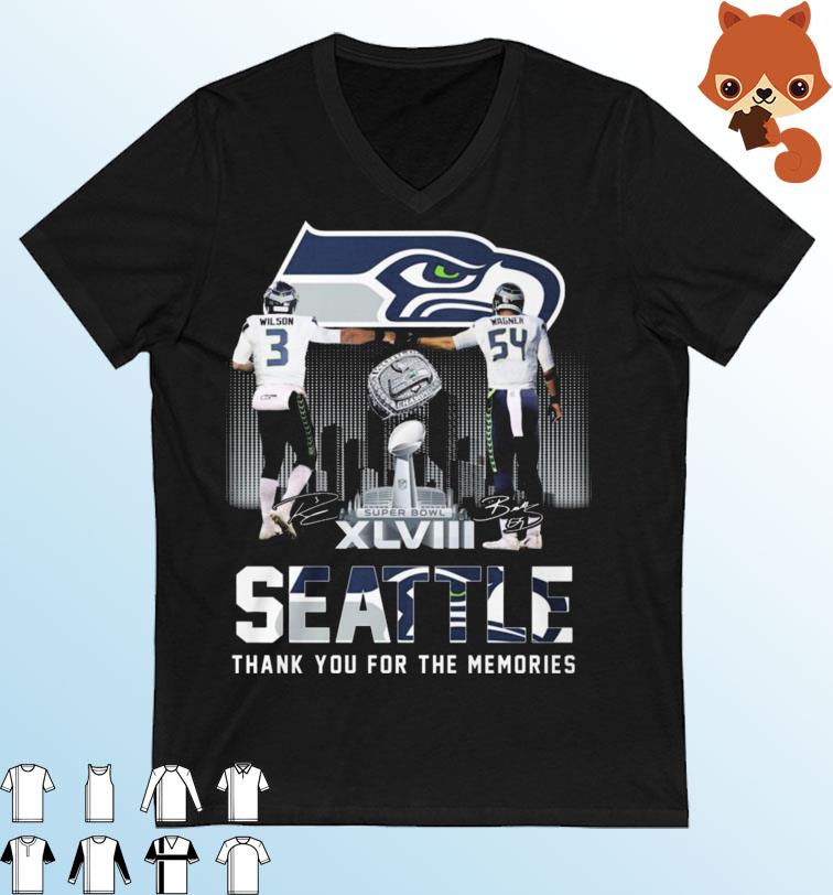 Russell Wilson And Bobby Wagner Seattle Seahawks Signatures Thank You For The Memories Shirt