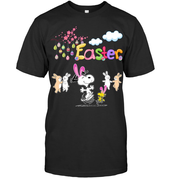 Snoopy Woodstock Dancing with Bunny Easter Day T-Shirt