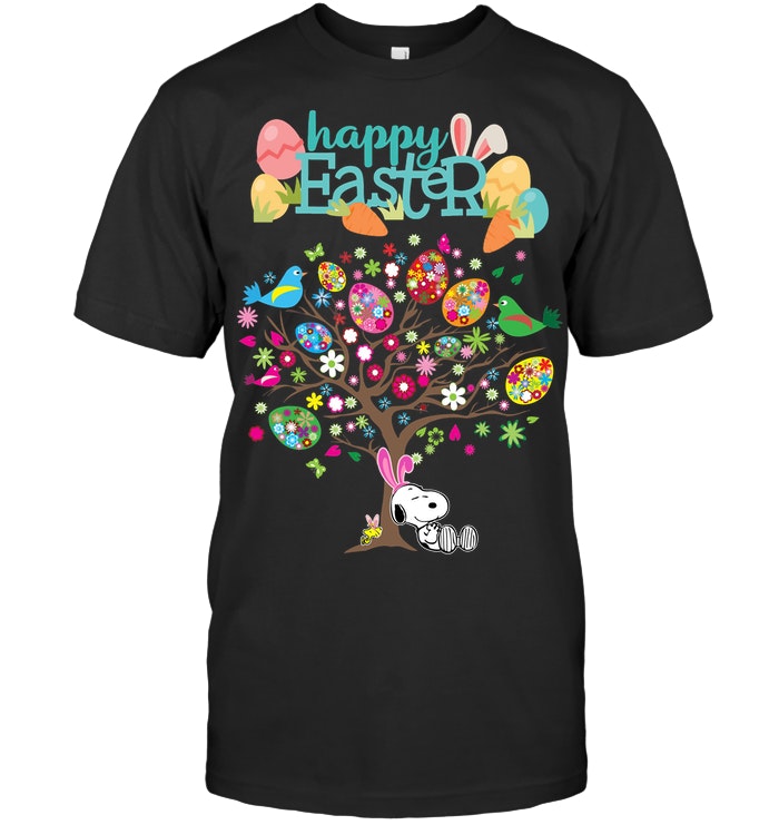 Snoopy Woodstock sleep on Easter Eggs Tree Shirt