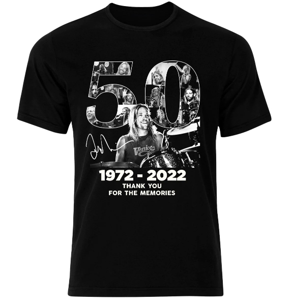 Taylor Hawkins 50 Years Drummer Signature  Rip Shirt
