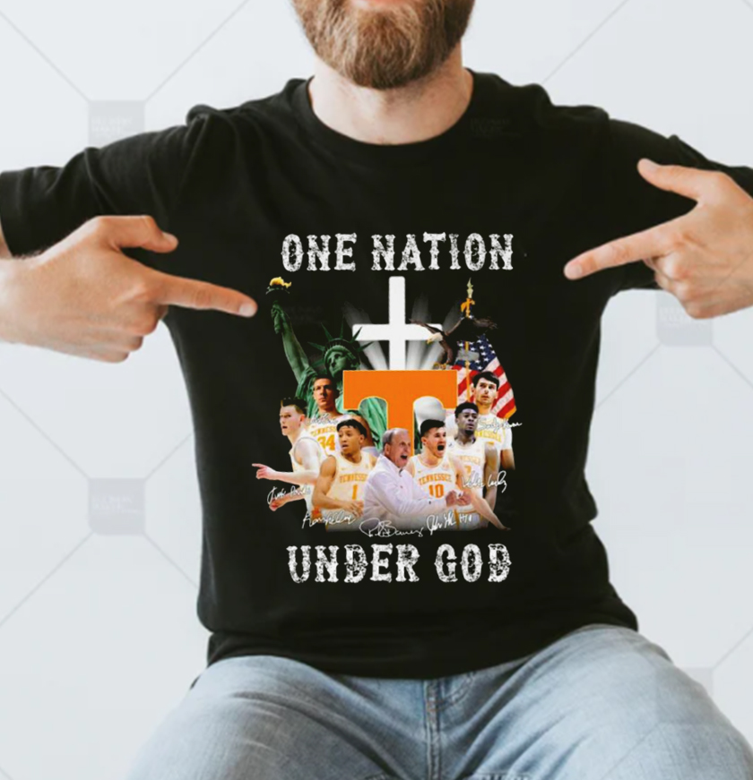 Tennessee Volunteers Mens Basketball One Nation Under God Signatures T-Shirt