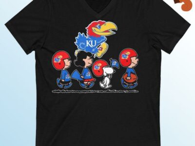 The Peanuts Characters Walking Kansas Jayhawks Basketball Shirt