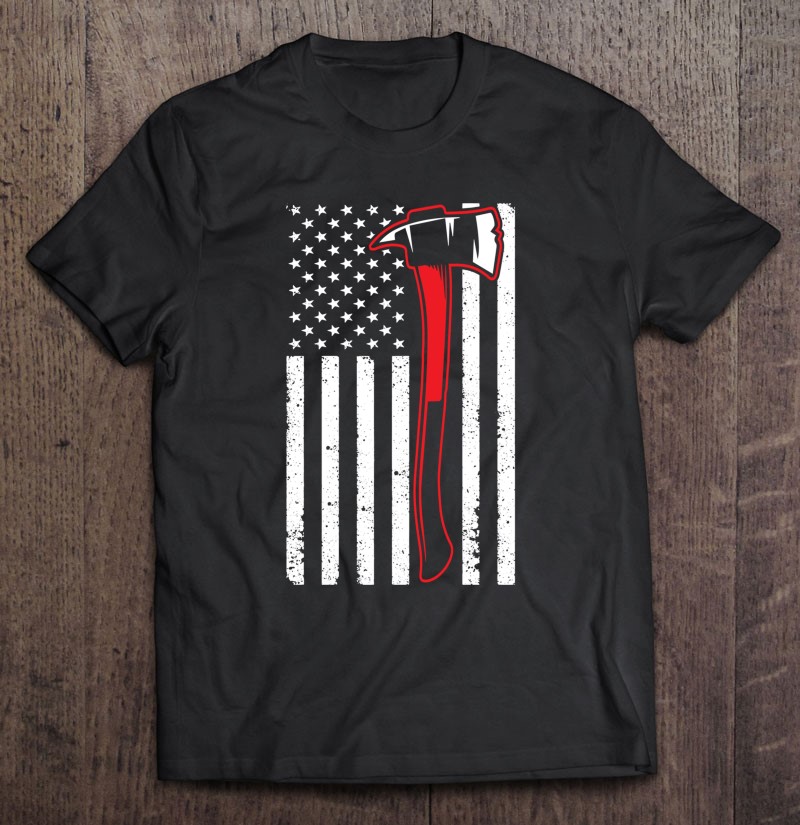 Thin Red Line Firefighter Fireman Axe American Flag
