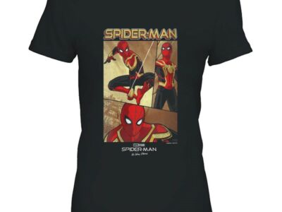 Womens Marvel Spider-Man No Way Home Spider-Man Panel Poster V-Neck Shirt