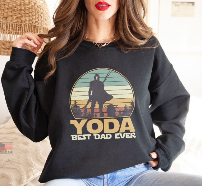 Star Wars Yoda Best Dad Ever Vintage Retro Sunset Shirt