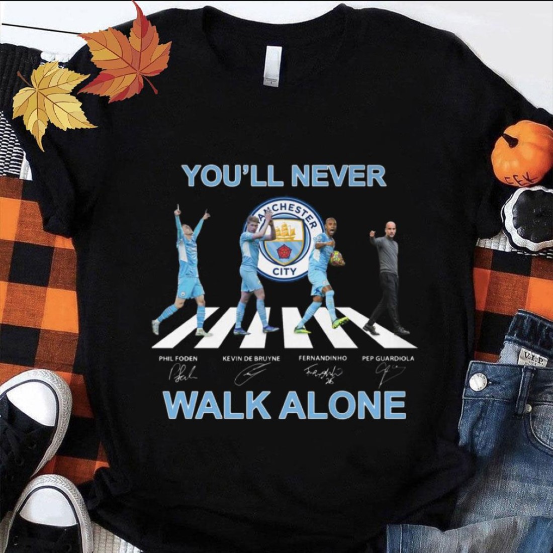 Manchester City Football Club Abbey Road Signed You’ll Never Walk Alone Shirt
