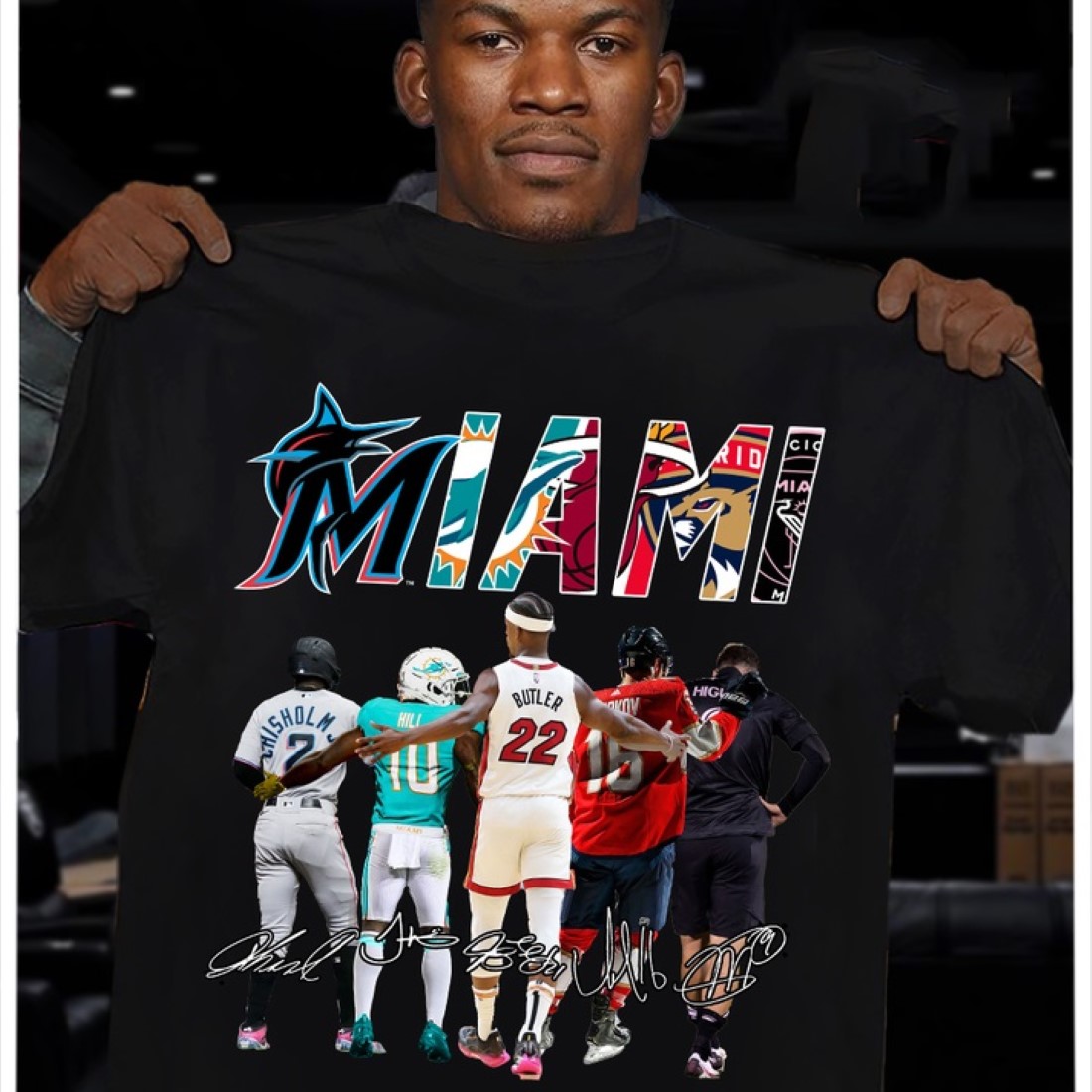 Miami Sports Teams Signed Miami Marlins Miami Dolphins Miami Heat Shirt