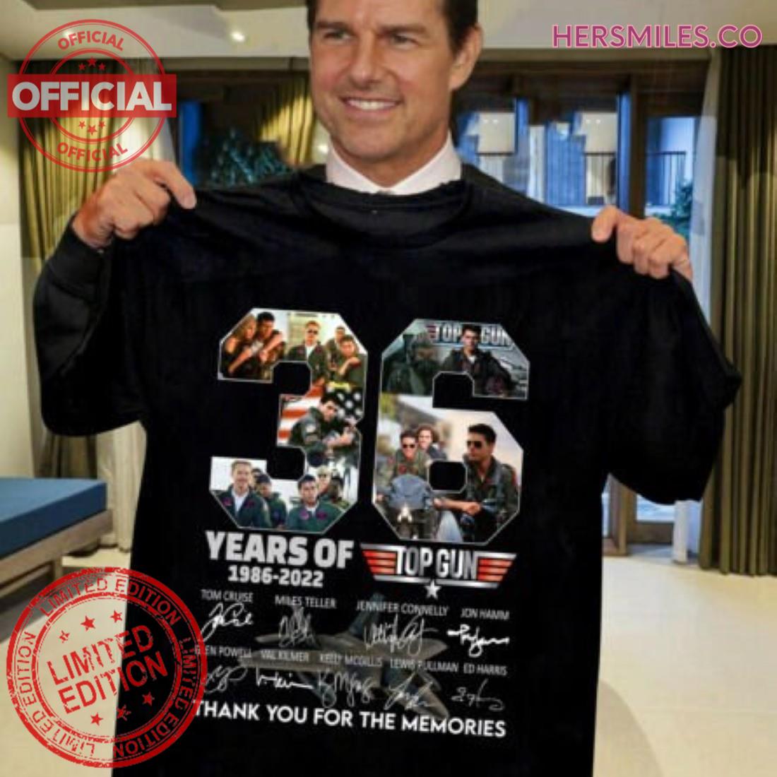 Tom Cruise Top Gun 36 Years 1986 2022 Signatures Shirt