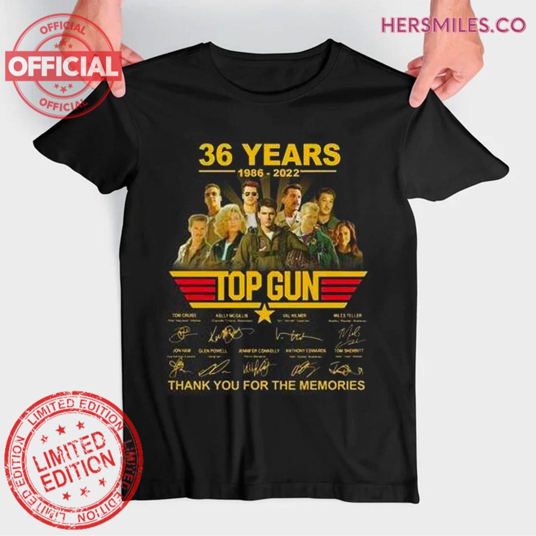 Top Gun Maverick 36th 1986-2022 Anniversary Signatures T-Shirt