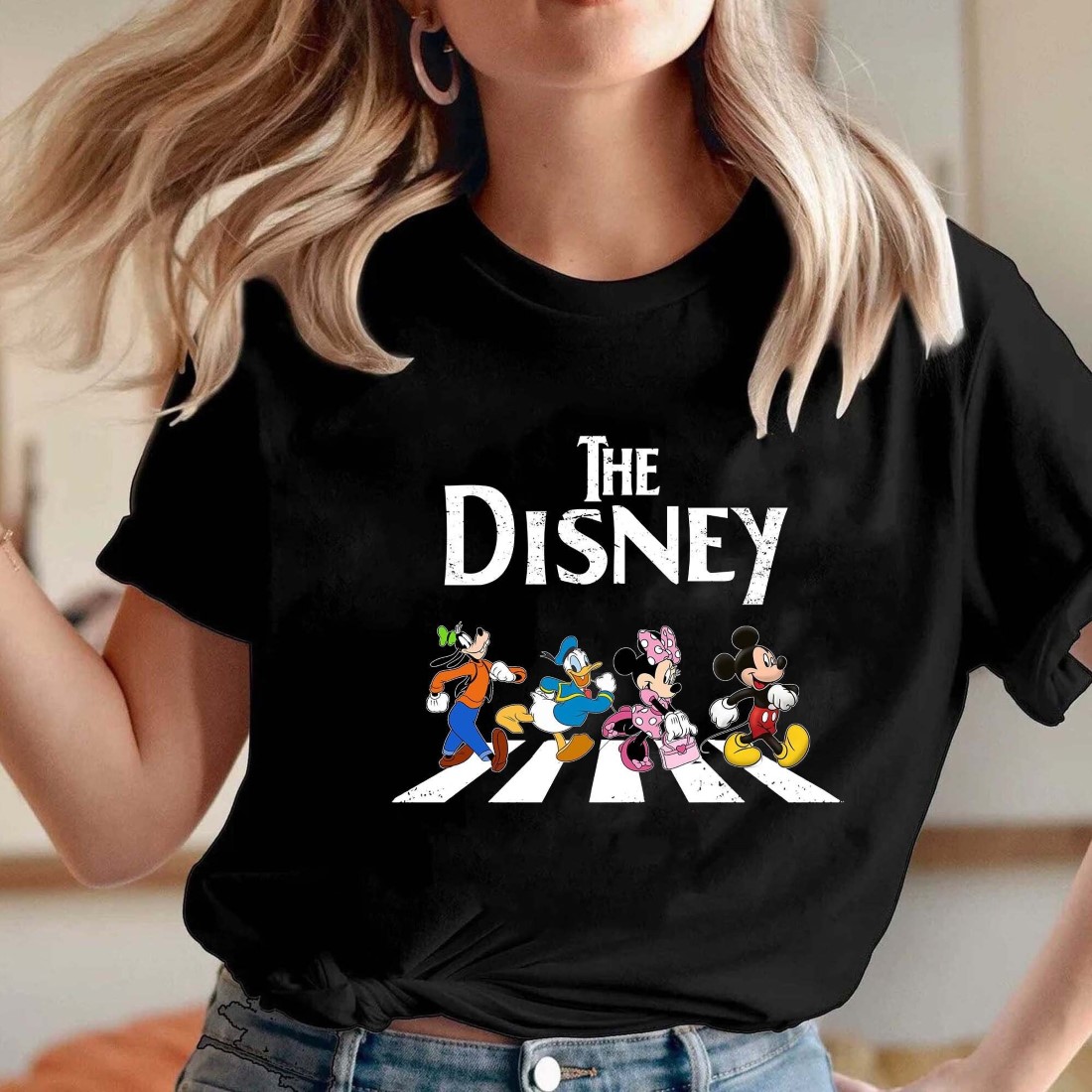 Disney Characters Walk On The Street Abbey Road Shirt - Hersmiles