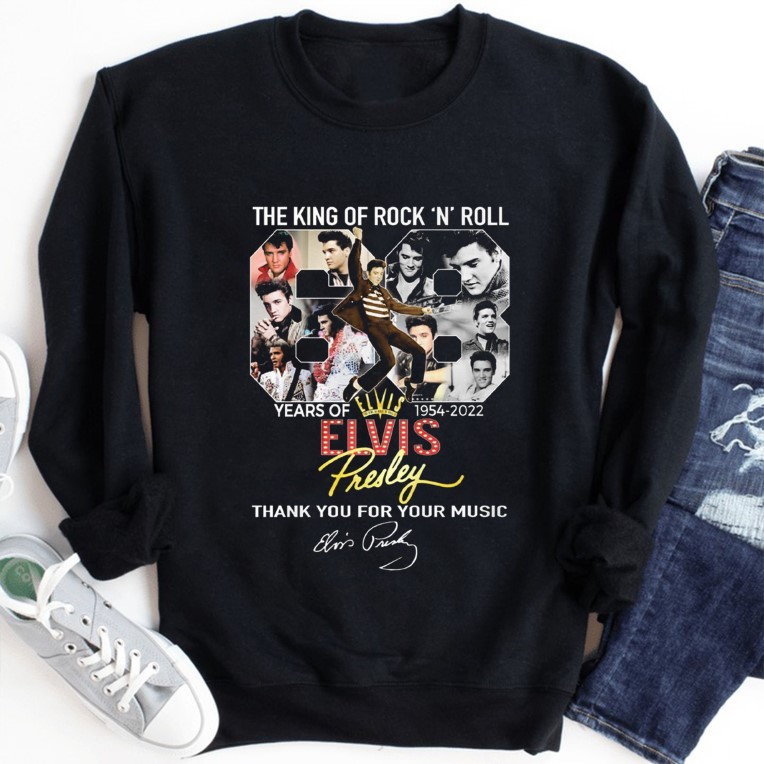 The King Of Rock And Roll 68 Year Of 1954-2022 Elvis Presley Signature Shirt