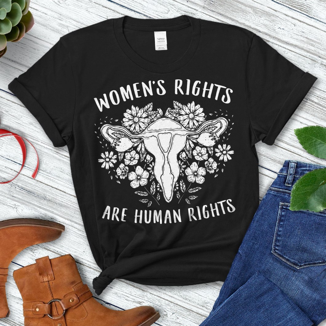 Women's Rights Are Human Rights Flower Retro T Shirt - Hersmiles