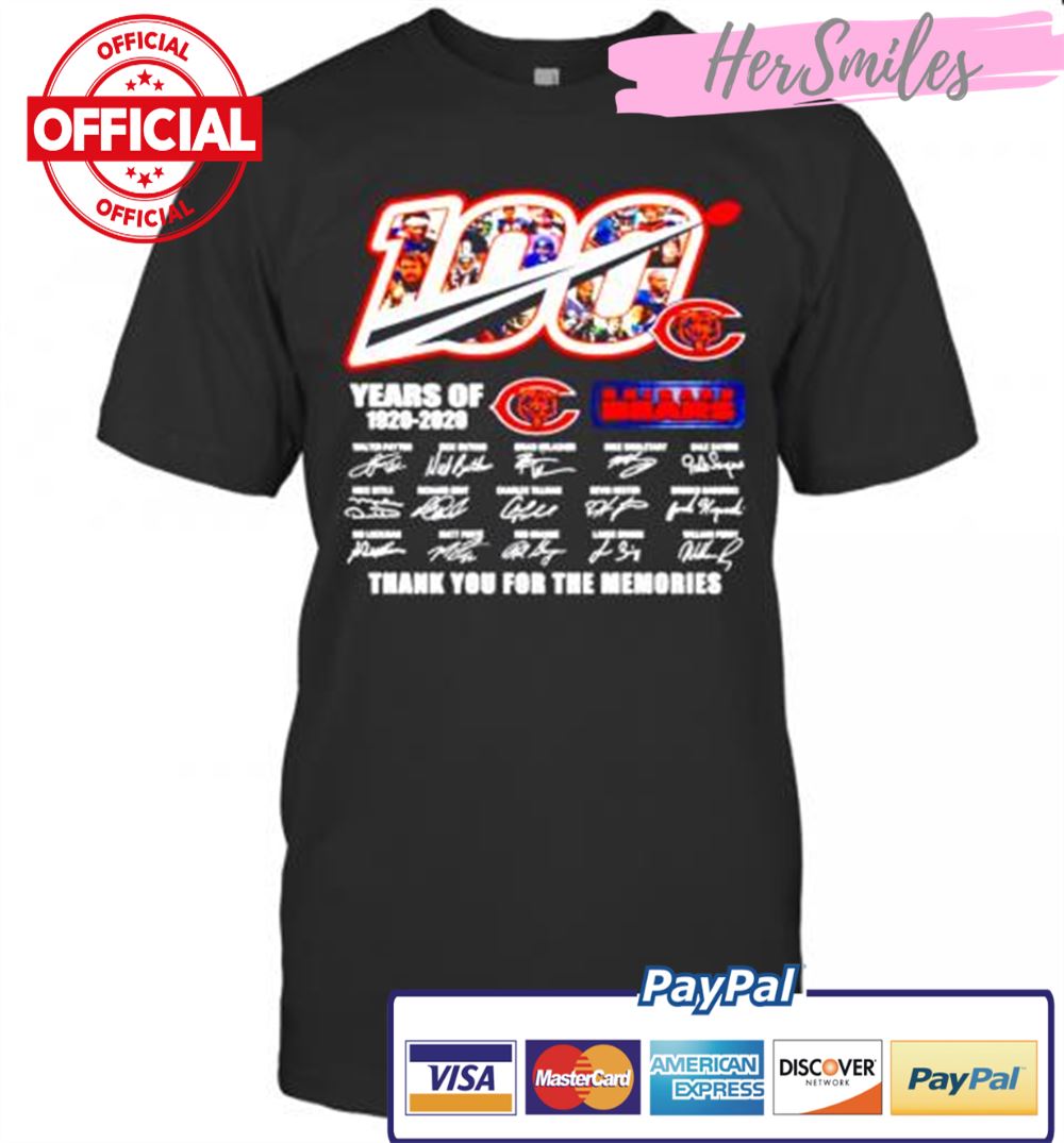 100 Years Of Chicago Bears 1920 2020 Thank You For The Memories T-Shirt