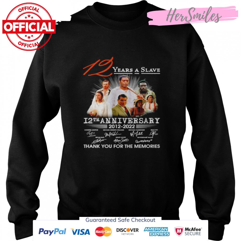 12 Years a Slave 12th anniversary 2012 2022 thank you for the memories signatures T-shirt