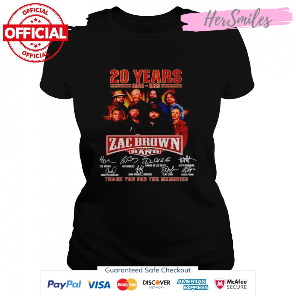 20 years of Zac Brown band 2002 2022 signatures shirt 20 years of Zac Brown band 2002 2022 signatures shirt