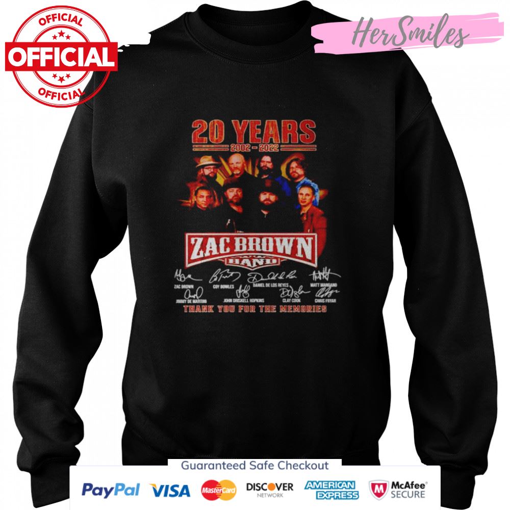 20 years of Zac Brown band 2002 2022 signatures shirt 20 years of Zac Brown band 2002 2022 signatures shirt