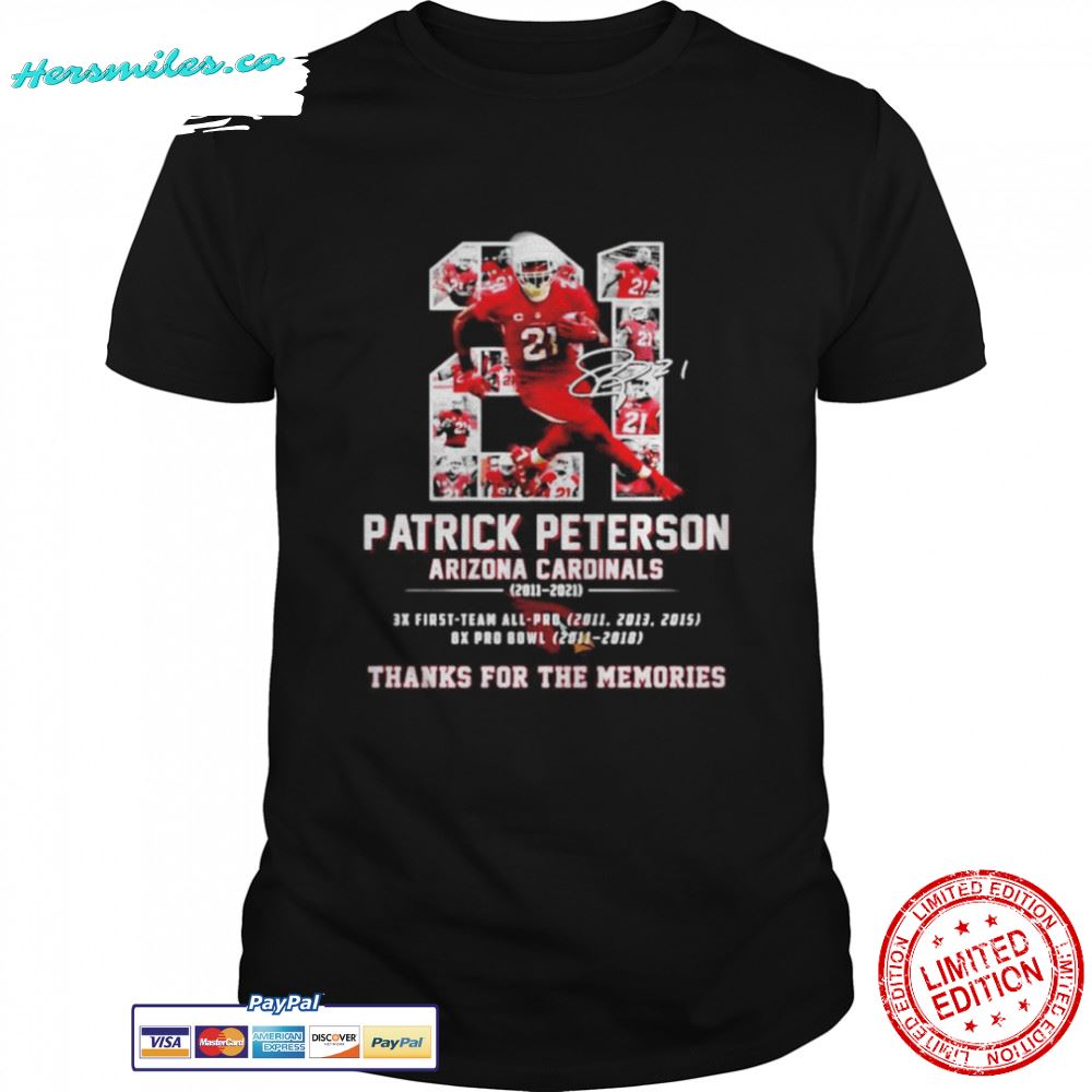 21 Patrick Peterson Arizona Cardinals signature thanks for the memories shirt