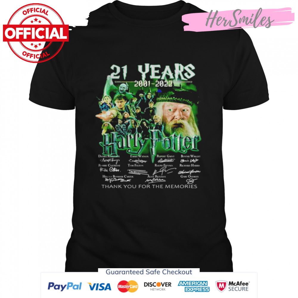 21 Years Of Harry Potter 2001-2022 Thank You For The Memories Signatures shirt