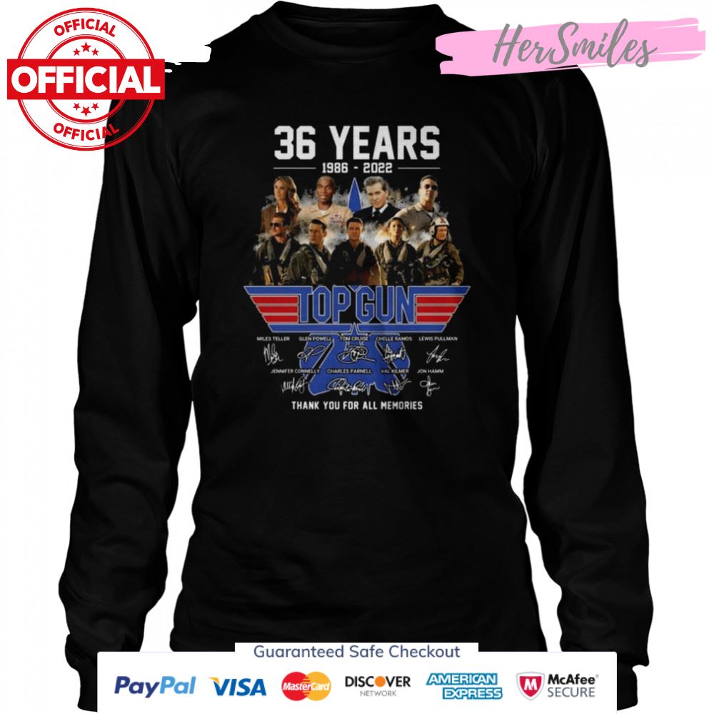 36 Years 1986 2022 Top Gun Signatures Thank You For All Memories Shirt 36 Years 1986 2022 Top Gun Signatures Thank You For All Memories Shirt