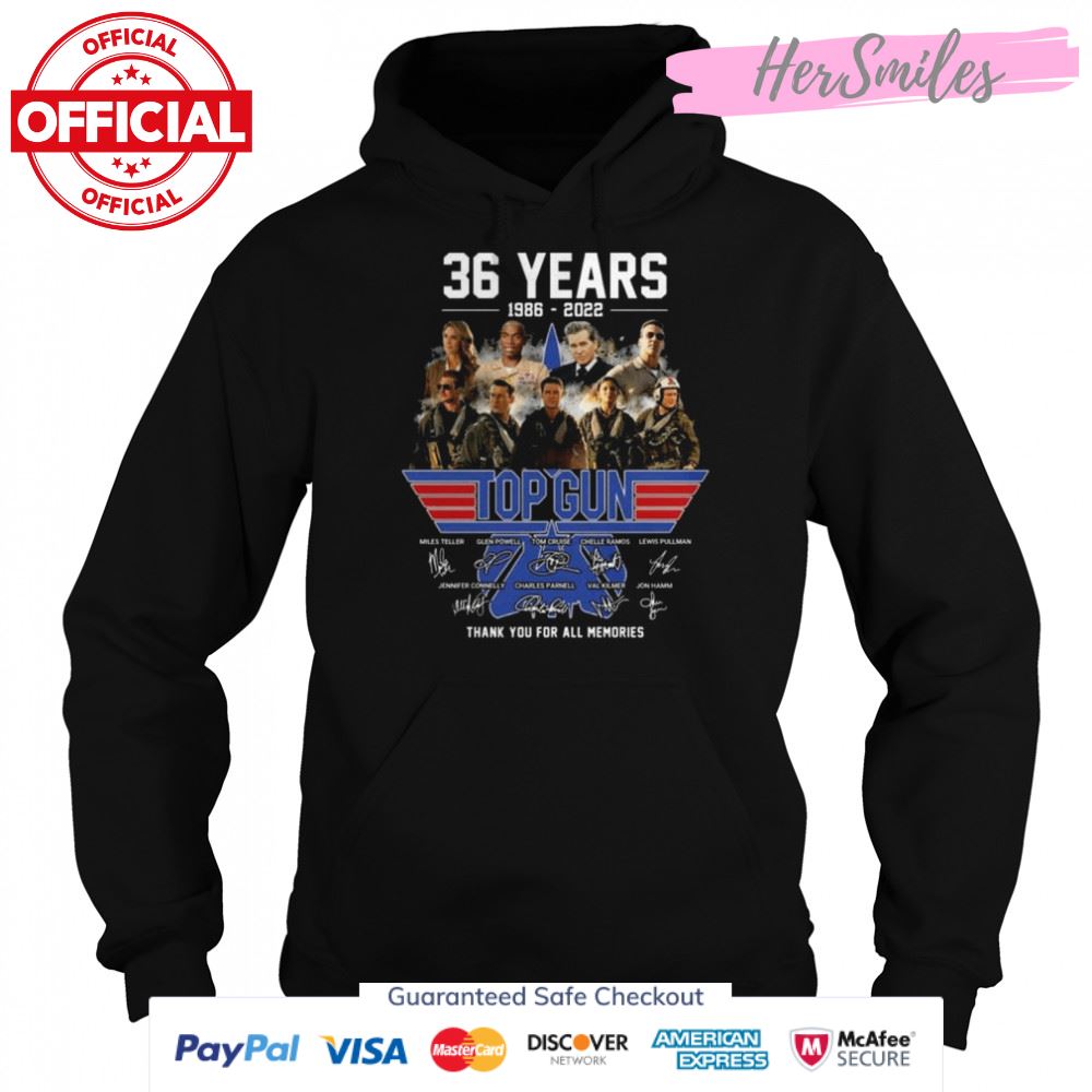 36 Years 1986 2022 Top Gun Signatures Thank You For All Memories Shirt 36 Years 1986 2022 Top Gun Signatures Thank You For All Memories Shirt