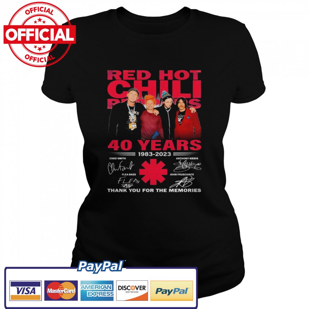 40 Years Of Red Hot Chili Peppers 1983-2023 Signatures Thank You For The Memories Shirt