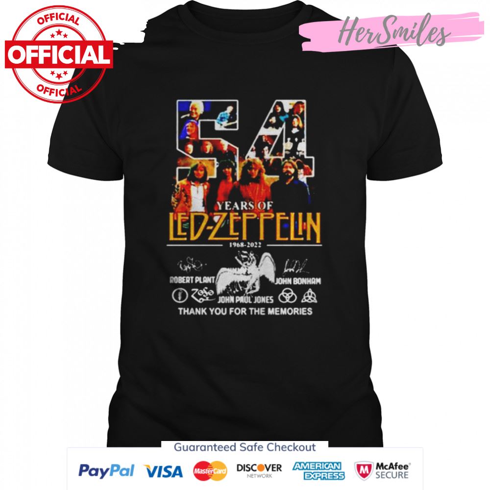 54 Years of Led-Zeppelin thank you for the memories signatures shirt