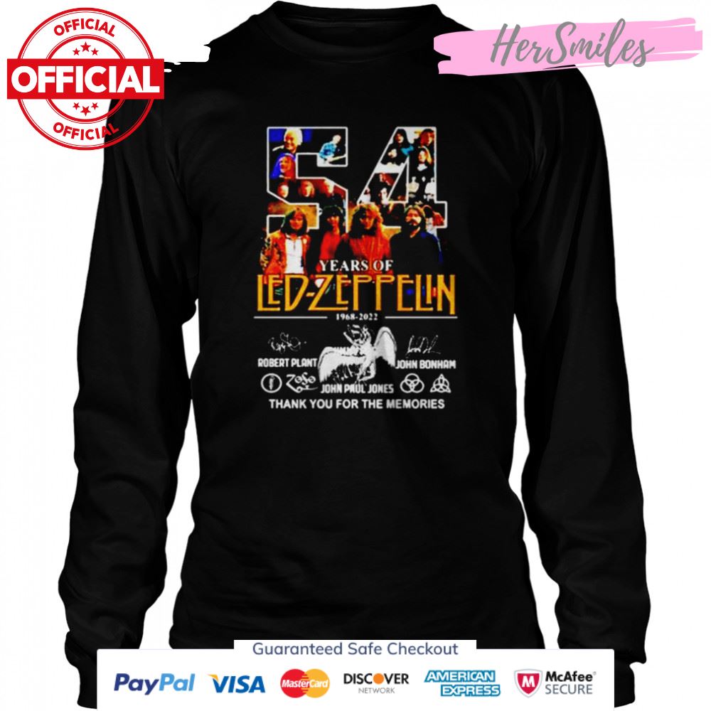 54 Years of Led-Zeppelin thank you for the memories signatures shirt
