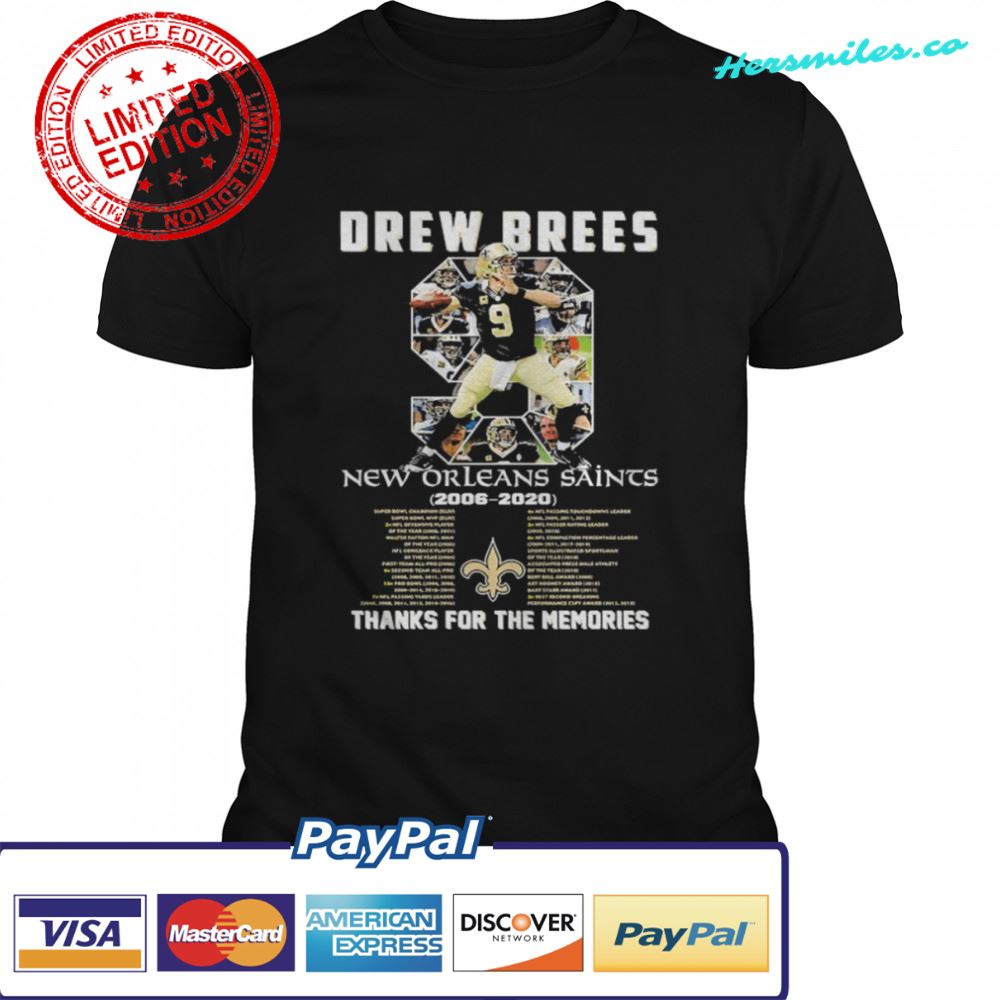 9 Drew Brees New Orleans Saints Thanks For The Memories Signature Shirt