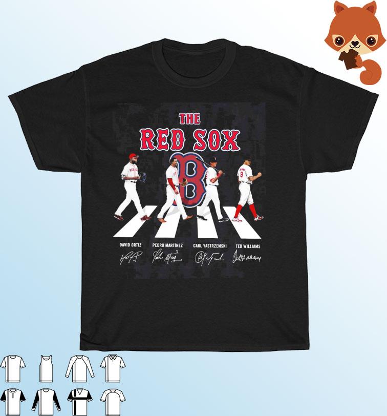 The Red Sox David Ortiz Pedro Martinez Carl Yastrzemski And Ted Williams Abbey Road Signatures Classic T-Shirt