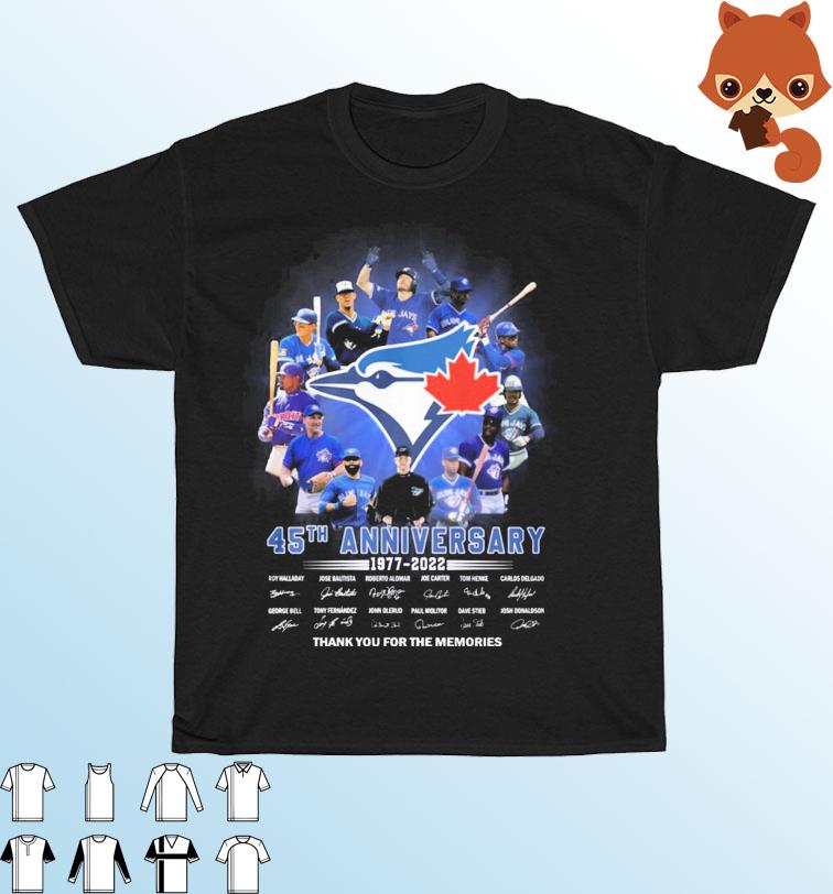 Toronto Blue Jays 28 Runs 45th Anniversary 1977-2022 Thank You For The Memories Signatures Classic T-Shirt