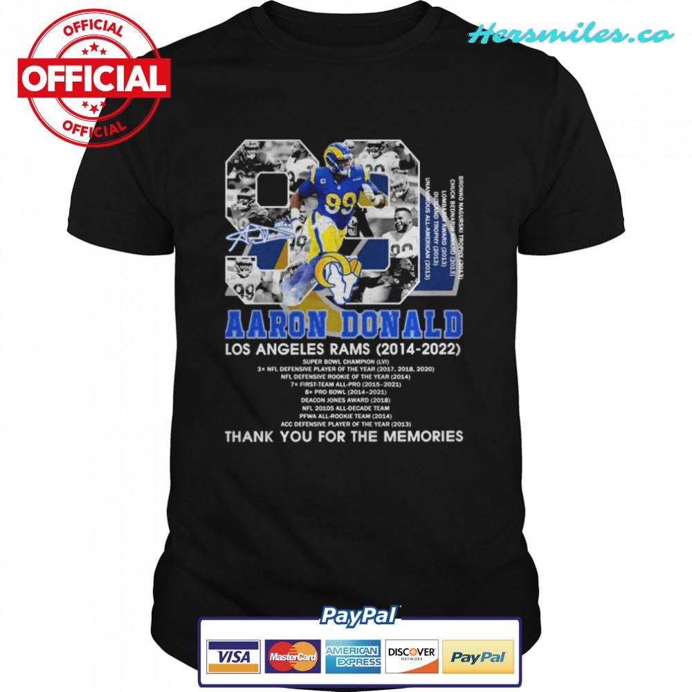 Aaron Donald Los Angeles Rams 2014-2022 Signature Thank You For The Memories Shirt