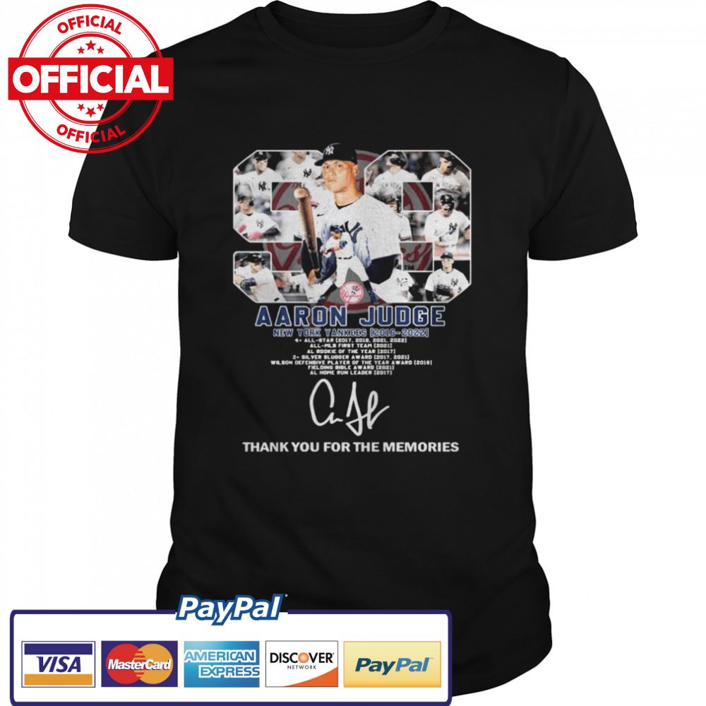 Aaron Judge New York Yankees 2016-2022 Signatures Thank You For The Memories Shirt