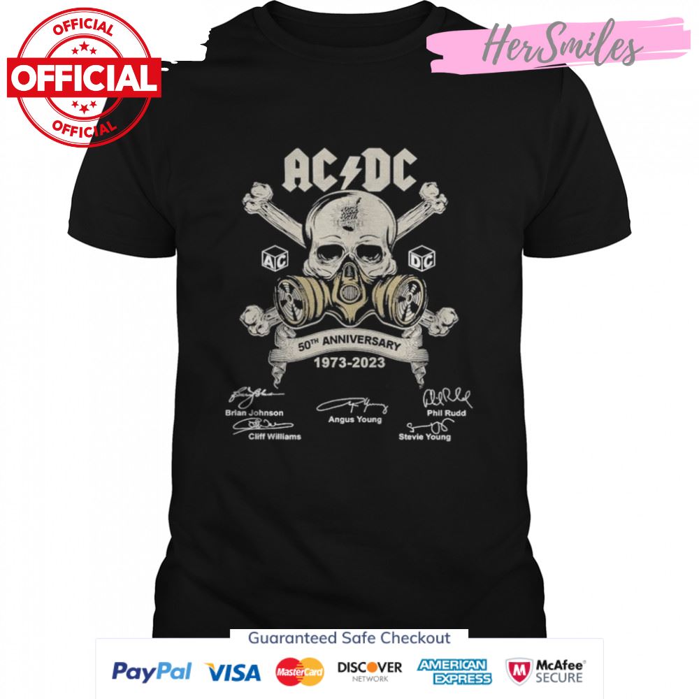 Acdc Rock And Roll Live Music 50 Anniversary 1973 – 2023 Signatures T-Shirt