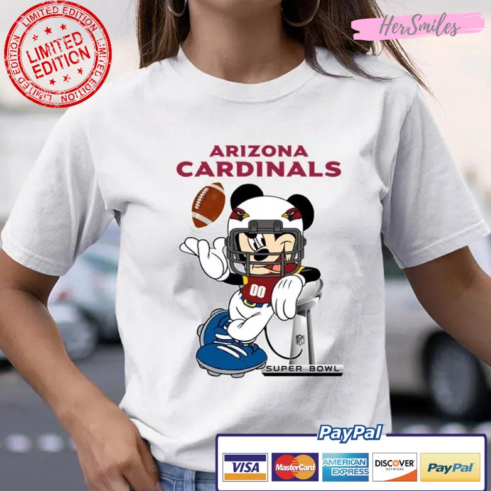 Arizona Cardinals Mickey Mouse Disney Super Bowl Football T Shirt
