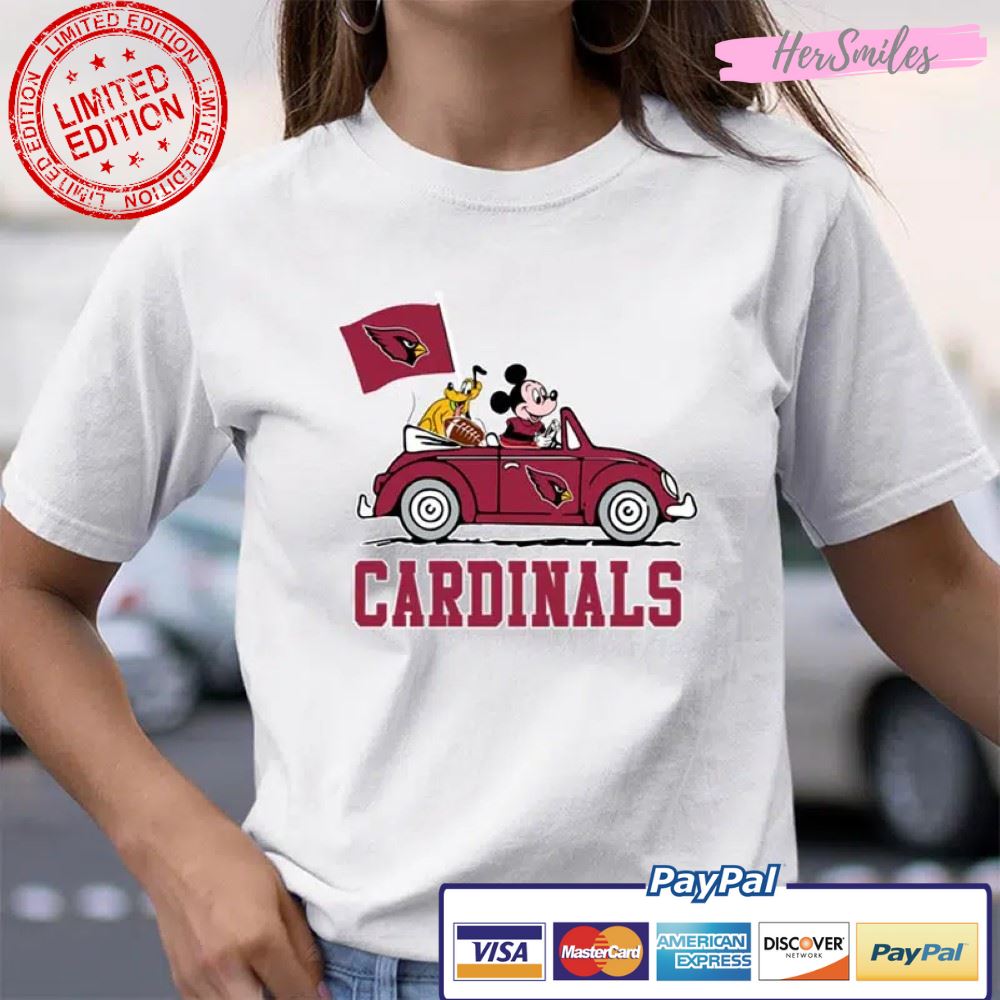 Arizona Cardinals Pluto Mickey Driving Disney T Shirt
